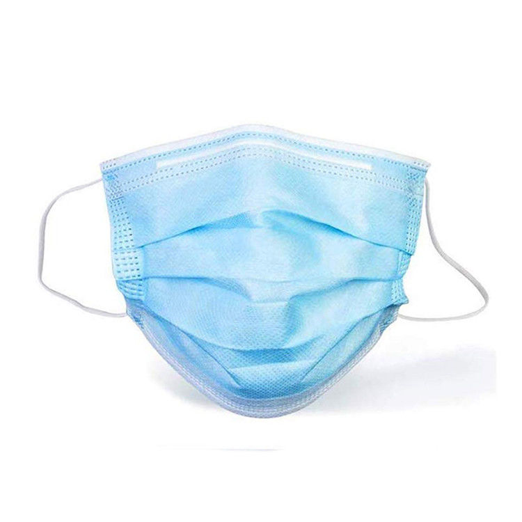 3 प्लाई डिस्पोजेबल मेडिकल मास्क कोई ग्लास फाइबर Hypoallergenic नीला रंग